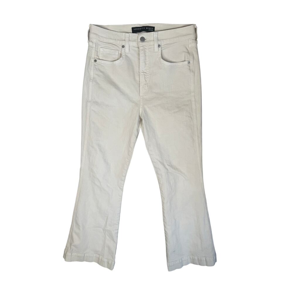 Veronica Beard Carson High Rise Ankle Flare Jeans White Denim 30